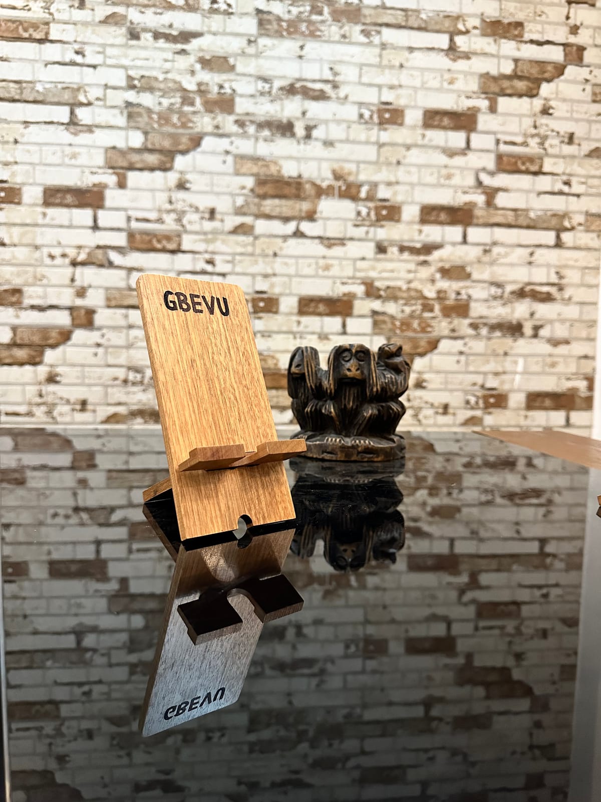Gbevu Design Phone Stand — handcrafted wood by Mahogana in Accra, Ghana
